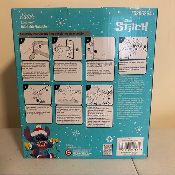 Disney Stitch Inflatable Christmas Hat Holiday Light String Airblown Glows NIB - Picture 2 of 2